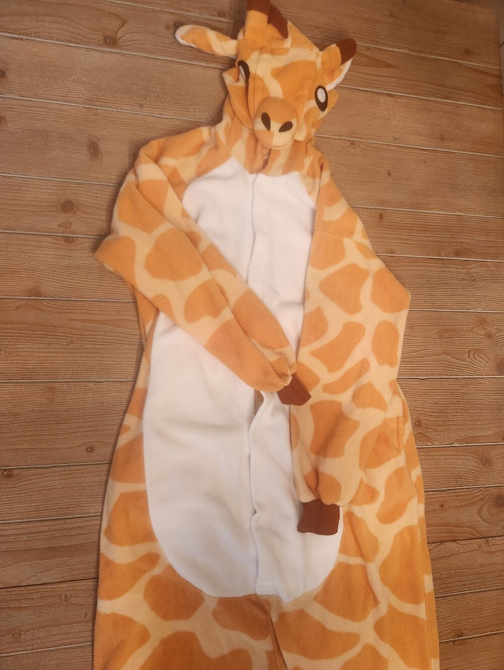 Giraffe Hooded Adult Onesie Costume - Orange/White